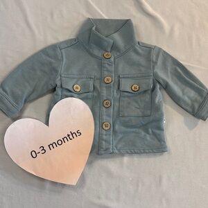 Rabbit + Bear - long sleeve Organic cotton Stylish Blue Button-Up Jacket/sweater